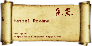 Hetzel Roxána névjegykártya